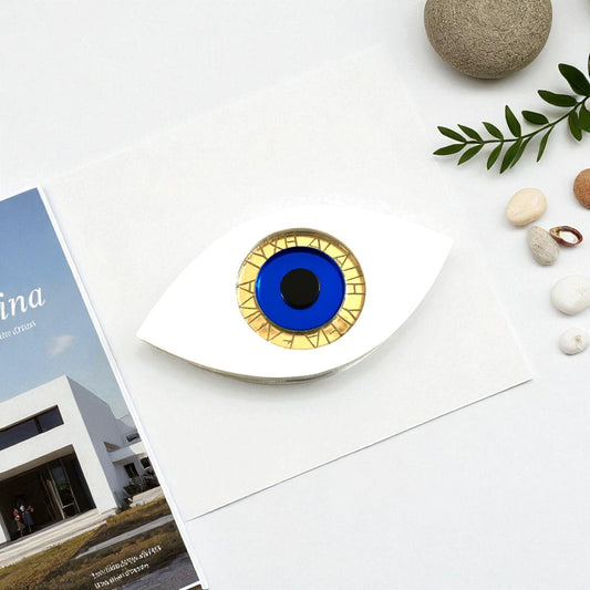 Μίνι γούρι μάτι plexiglass χονδρικής με χρυσή χάραξη ευχών – 2026