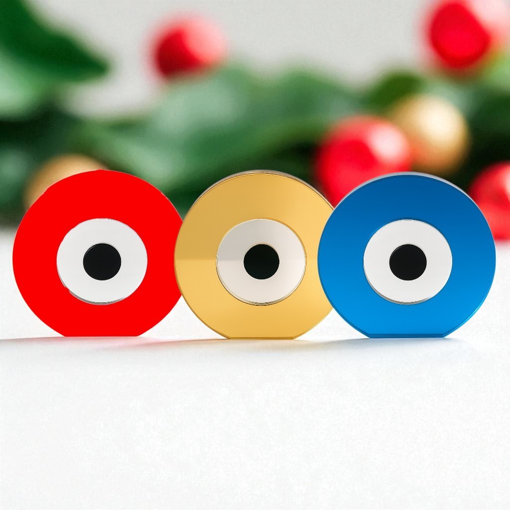 Χονδρική επιτραπέζιο γούρι μάτι plexiglass καθρέφτη – Χρυσό,κόκκινο & Τιρκουάζ – So Cute by Dimi