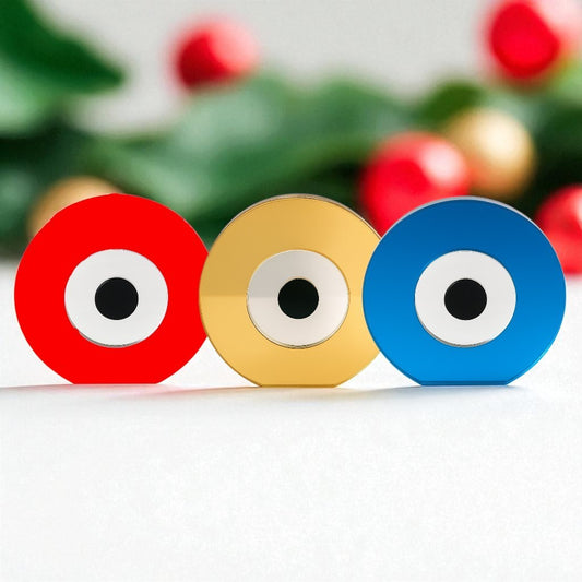 Χονδρική επιτραπέζιο γούρι μάτι plexiglass καθρέφτη – Χρυσό,κόκκινο & Τιρκουάζ – So Cute by Dimi