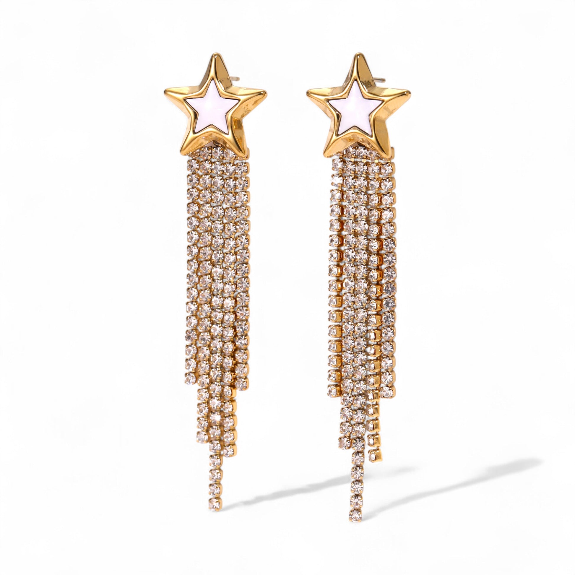 Σκουλαρίκια Tassel Star από ατσάλι με ζιργκόν – So Cute by Dimi χονδρική