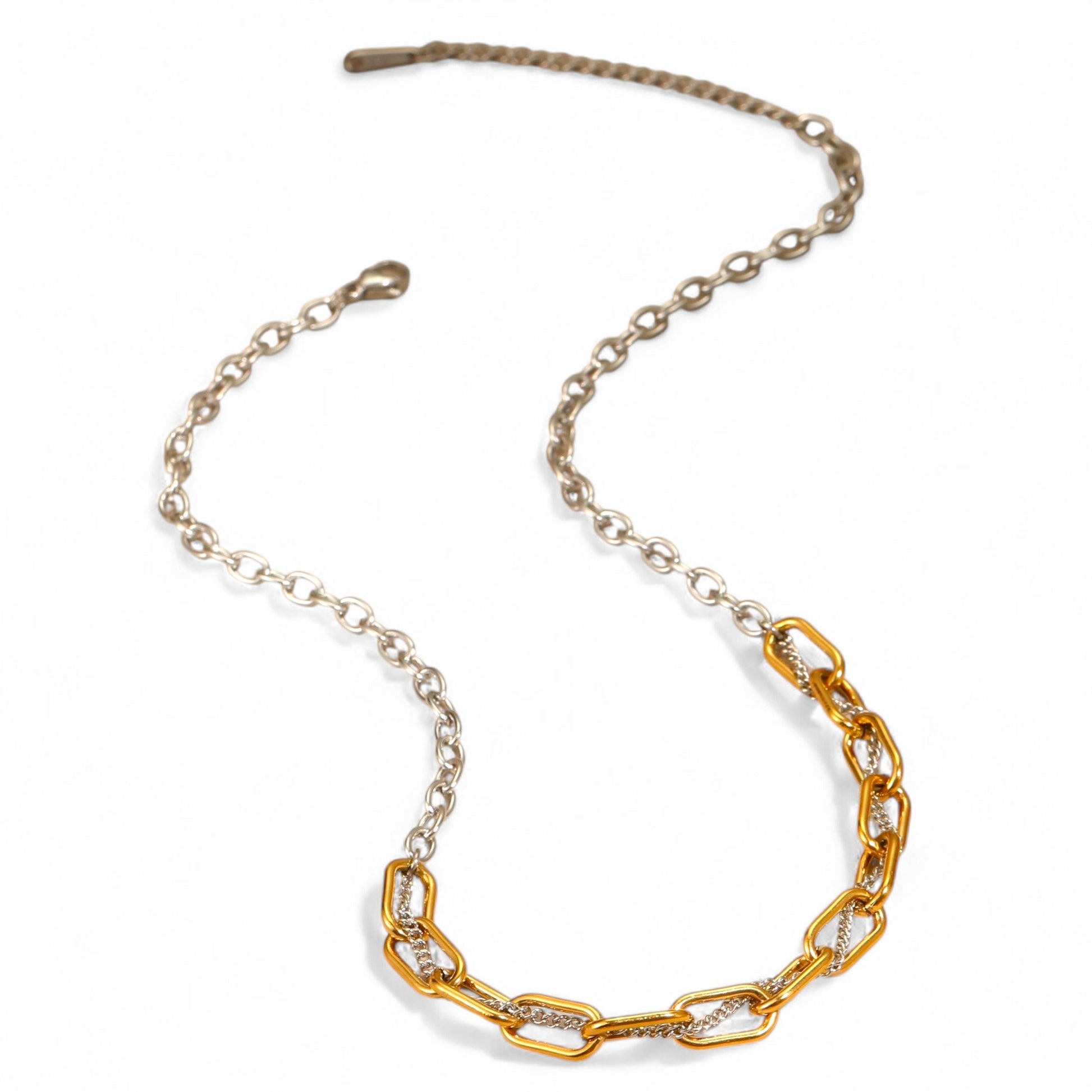 Κολιέ chain link διχρωμίας  από ατσάλι – Χονδρική So Cute by Dimi