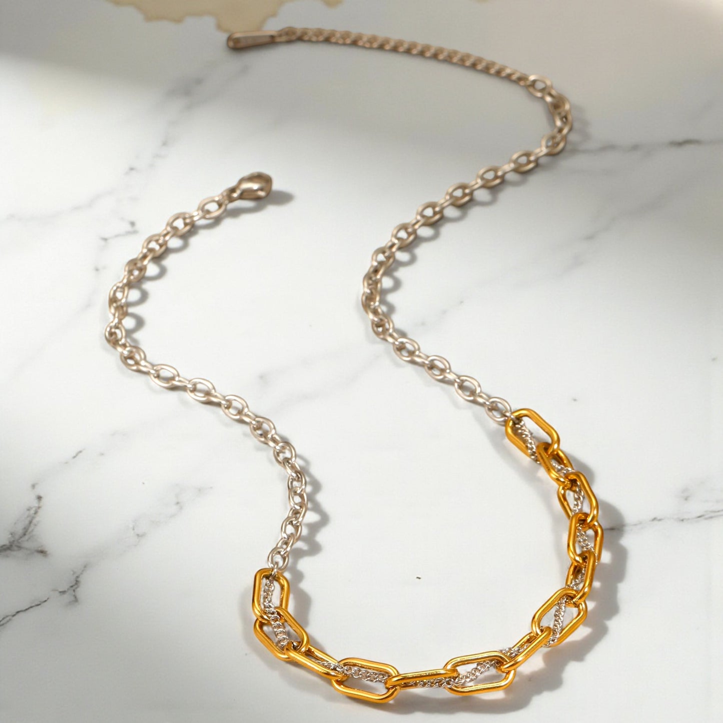 Κολιέ chain link διχρωμίας  από ατσάλι – Χονδρική So Cute by Dimi