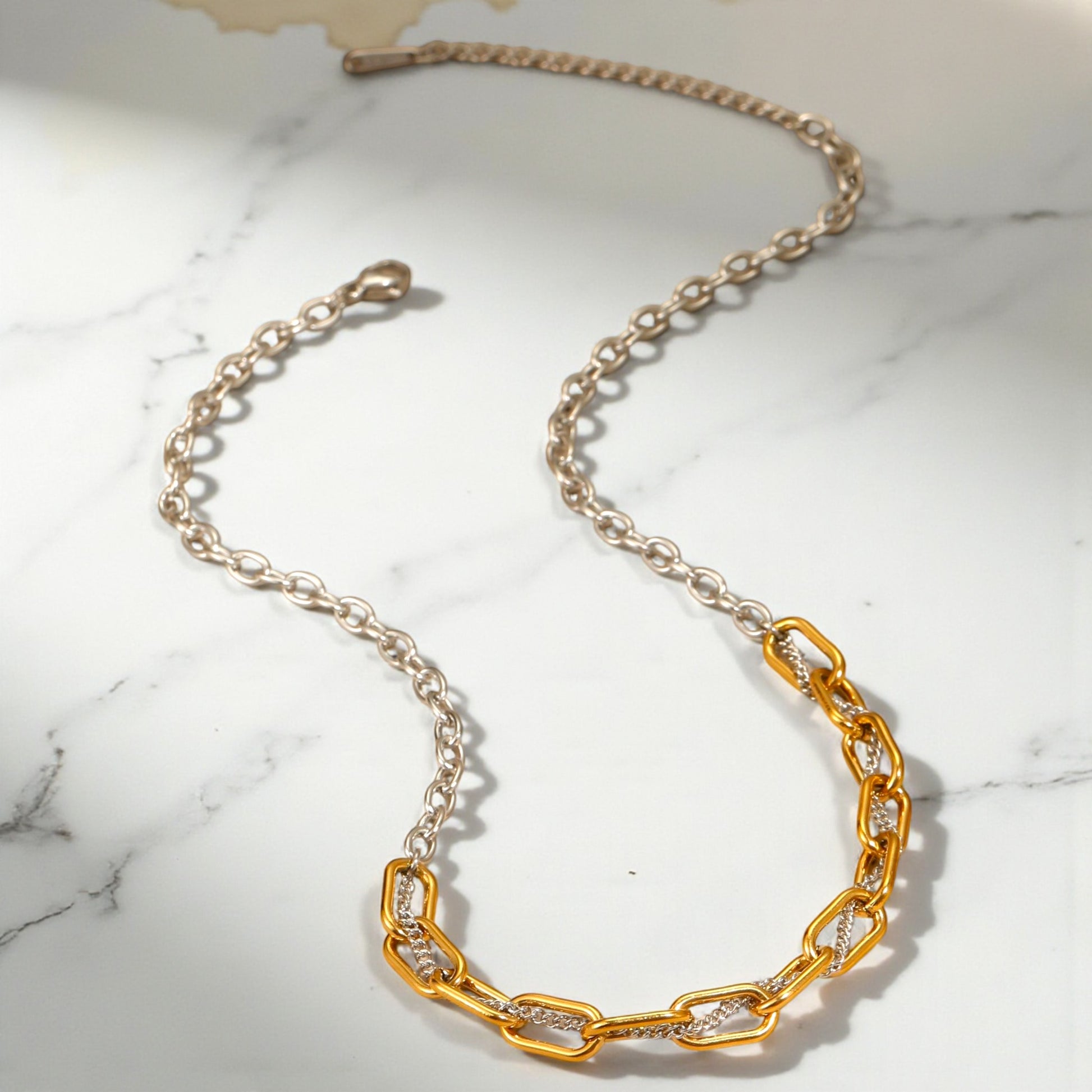 Κολιέ chain link διχρωμίας  από ατσάλι – Χονδρική So Cute by Dimi