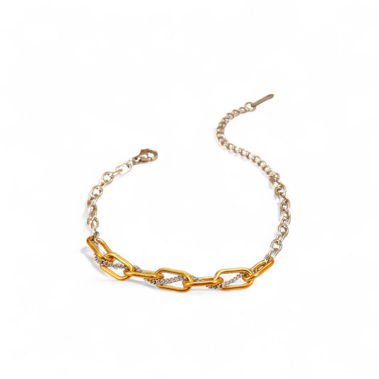 Βραχιόλι chain link διχρωμίας από ατσάλι – Χονδρική So Cute by Dimi