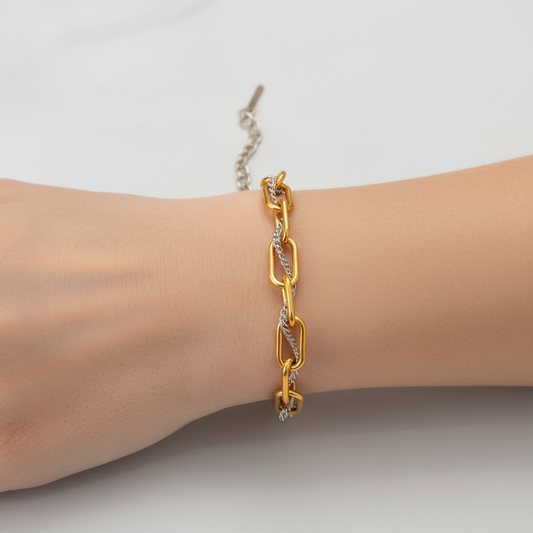 Βραχιόλι chain link διχρωμίας από ατσάλι – Χονδρική So Cute by Dimi