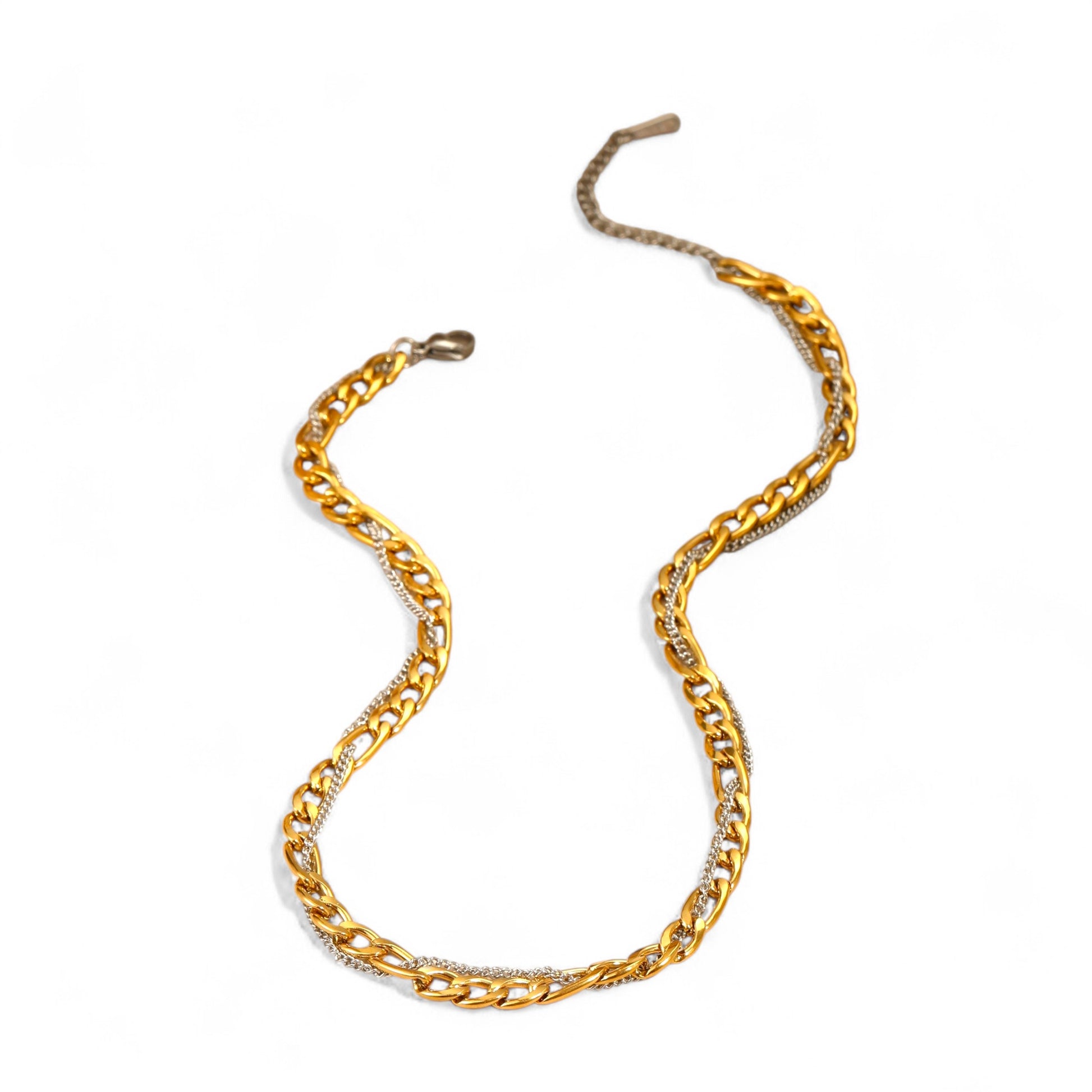 Κολιέ chunky chain διχρωμίας από ατσάλι – Χονδρική So Cute by Dimi