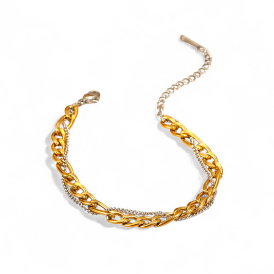 Βραχιόλι chunky chain διχρωμίας από ατσάλι – Χονδρική So Cute by Dimi