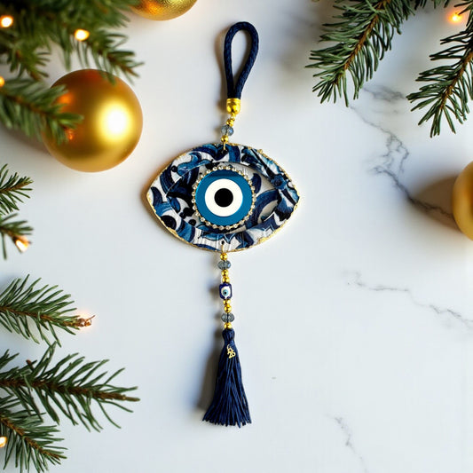 Γούρι 2026 κρεμαστό μάτι με στρας, χάντρες & φούντα – Greek Wishes Χονδρική So Cute by Dimi