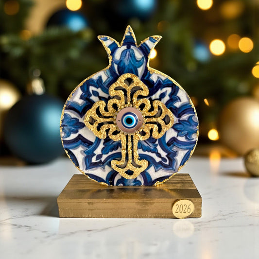 Γούρι 2026 ρόδι με σταυρό & μάτι – Greek Wishes Χονδρική So Cute by Dimi