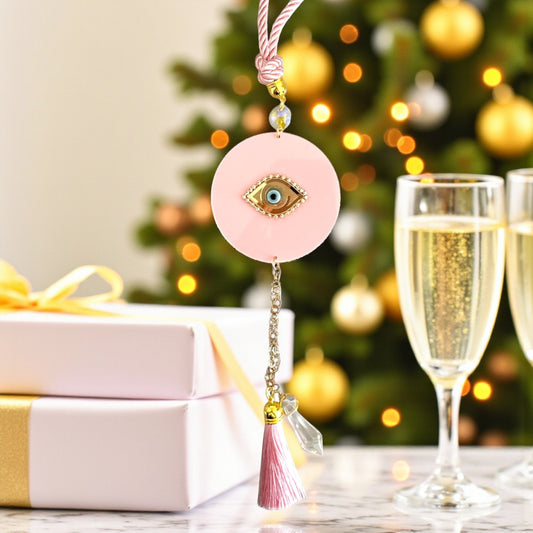 Χειροποίητο γούρι Elegant Eye κρεμαστό με plexiglass μάτι, στρας και κρύσταλλο – χονδρική So Cute by Dimi