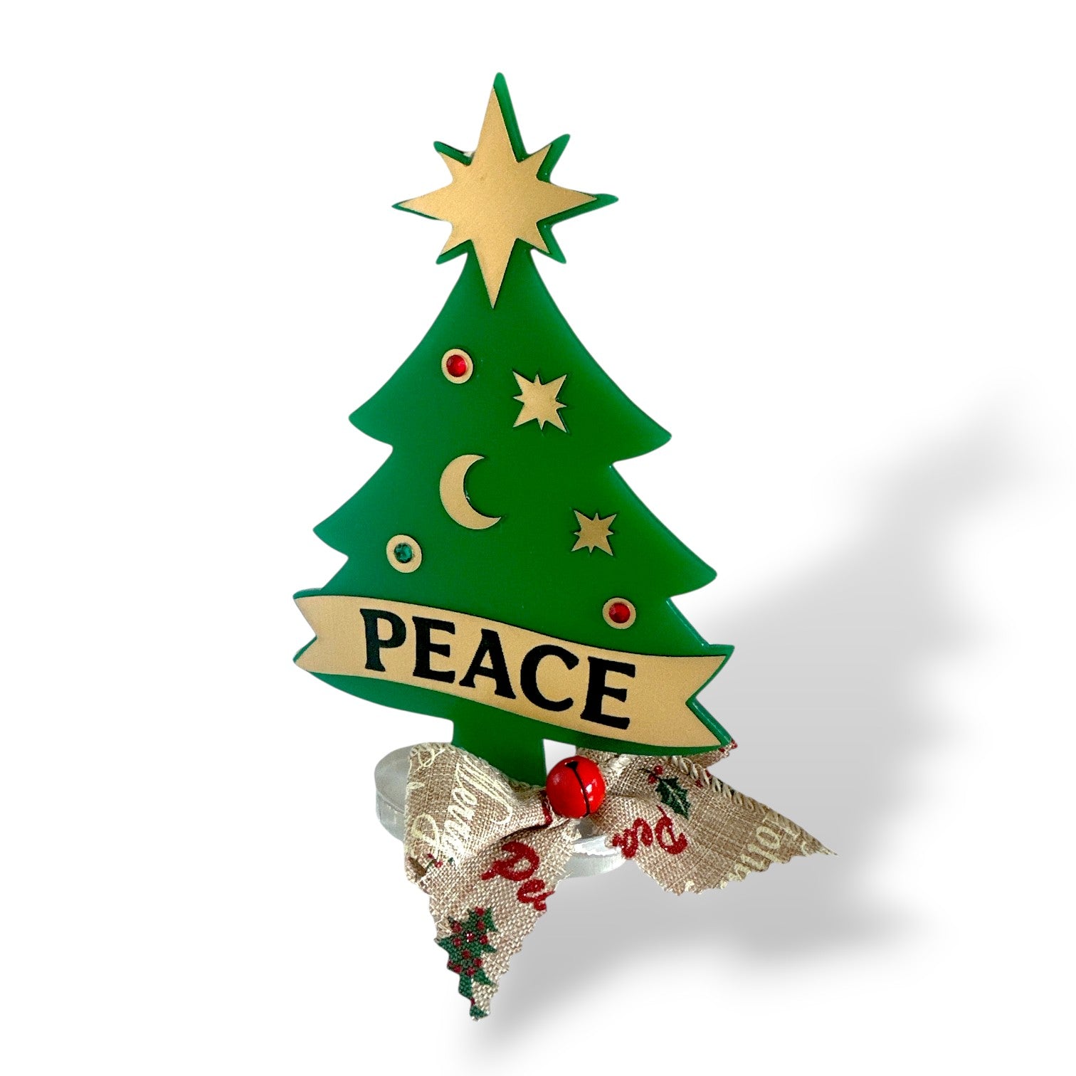 Χειροποίητο γούρι Christmas Pop Peace Tree από plexiglass με banner PEACE – Χονδρική So Cute by Dimi
