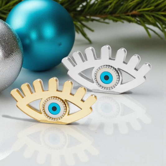 Γούρι επιτραπέζιο μάτι plexiglass καθρέφτης με βλέφαρα και στρας – Χονδρική So Cute by Dimi