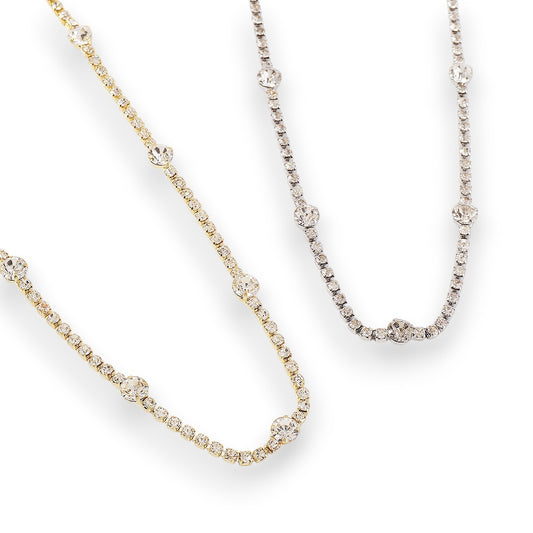 Choker κολιέ με rhinestones σε χρυσό και ασημί – Χονδρική So Cute by Dimi