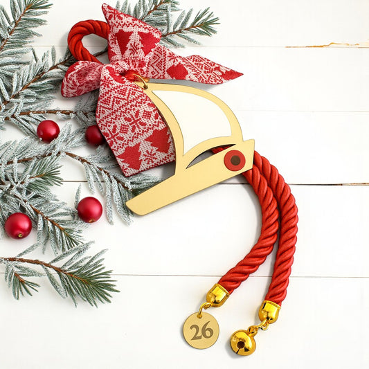 🤍✨ Γούρι 2026 Καραβάκι με Μάτι – Κρεμαστό Plexiglass Χρυσό Καθρέφτη