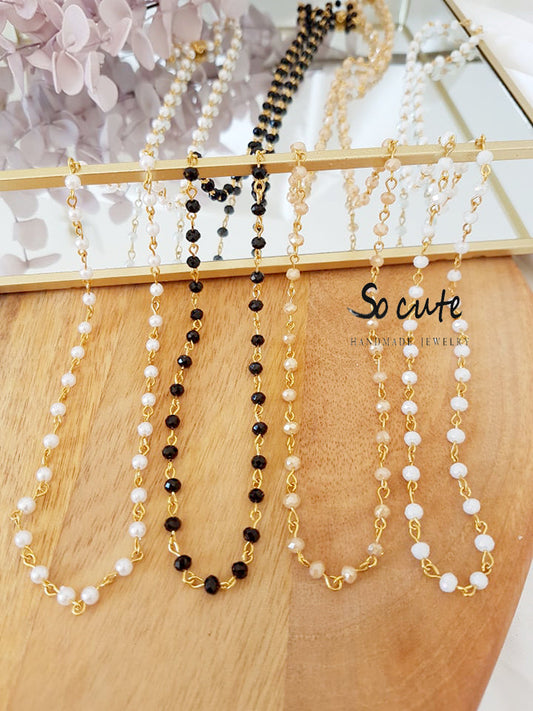 Basic κολιέ με αλυσίδα ροζάριο 80 εκατοστά