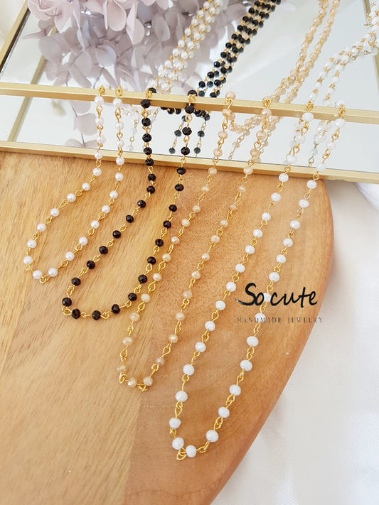 Basic κολιέ με αλυσίδα ροζάριο 80 εκατοστά