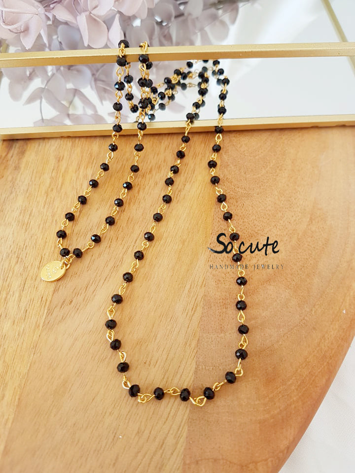 Basic κολιέ με αλυσίδα ροζάριο 80 εκατοστά