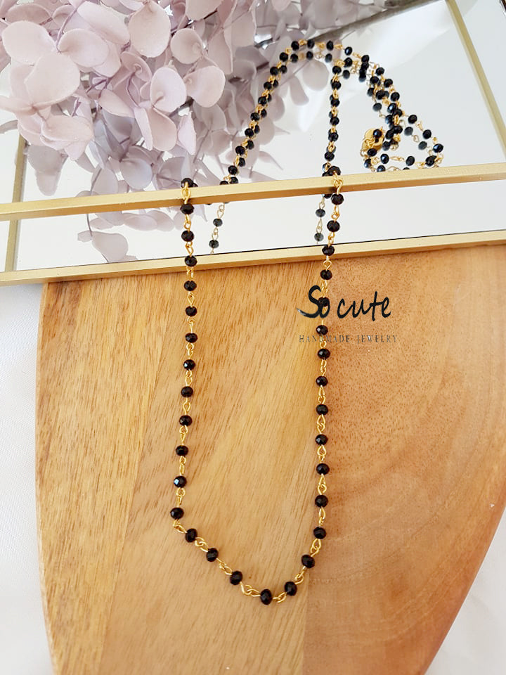 Basic κολιέ με αλυσίδα ροζάριο 80 εκατοστά