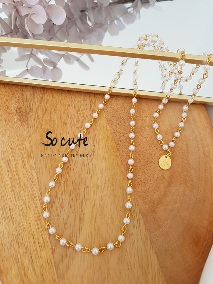 Basic κολιέ με αλυσίδα ροζάριο 80 εκατοστά