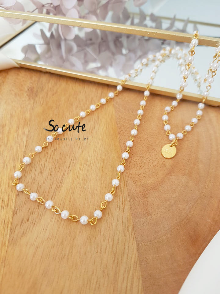 Basic κολιέ με αλυσίδα ροζάριο 80 εκατοστά