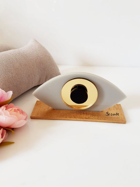 Γούρι πλεξιγκλάς μικρό οβάλ μάτι σε βάση - So Cute by Dimi