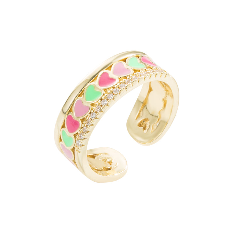 Ring with hearts and zircon