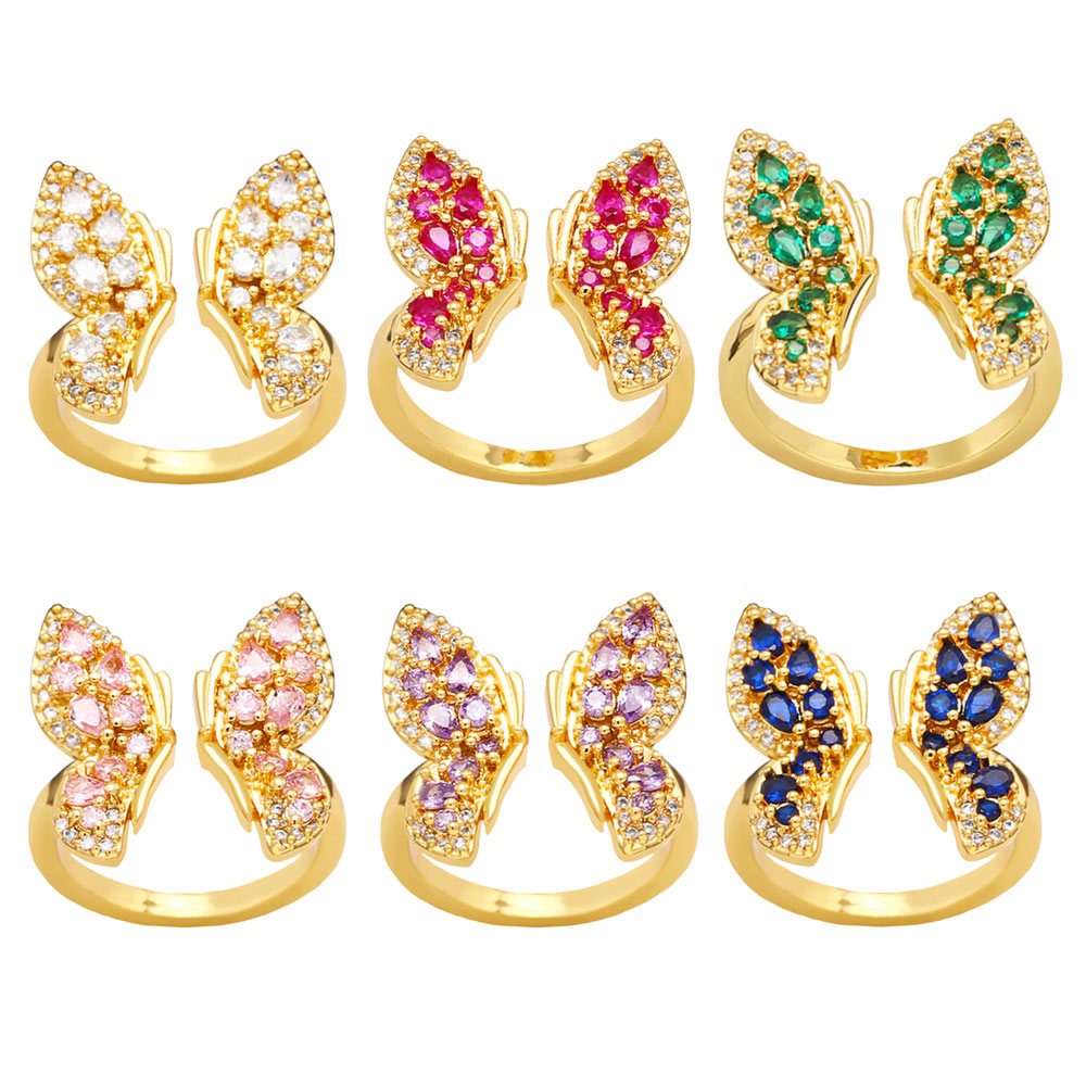 Butterfly Brass Zircon Ring