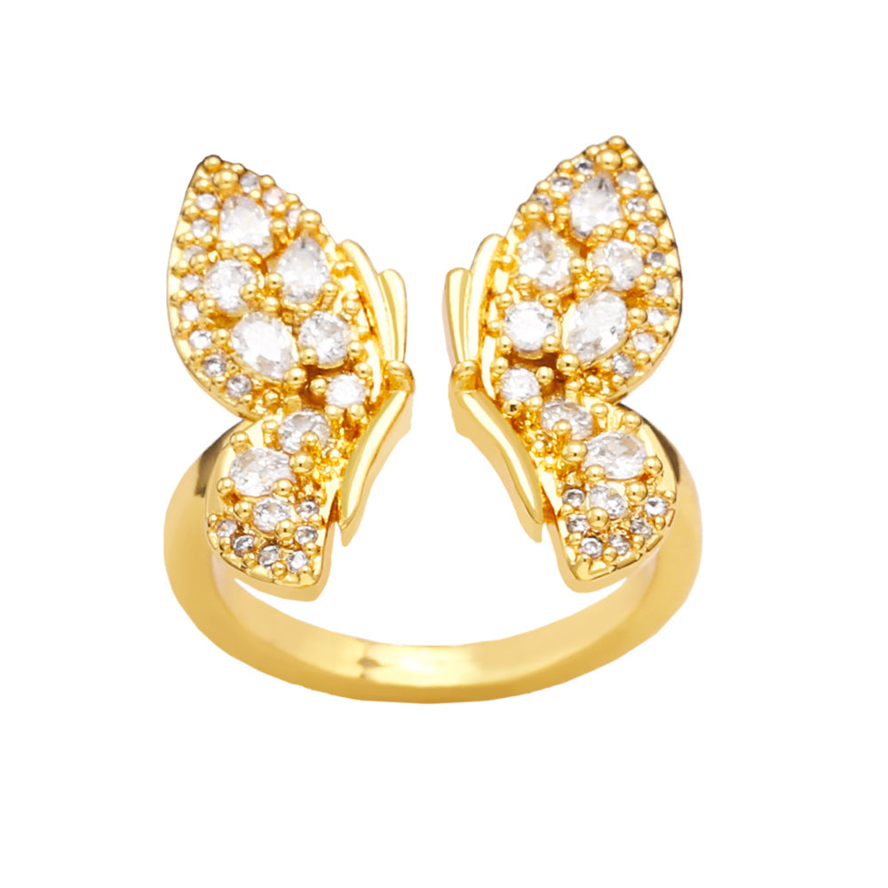 Butterfly Brass Zircon Ring