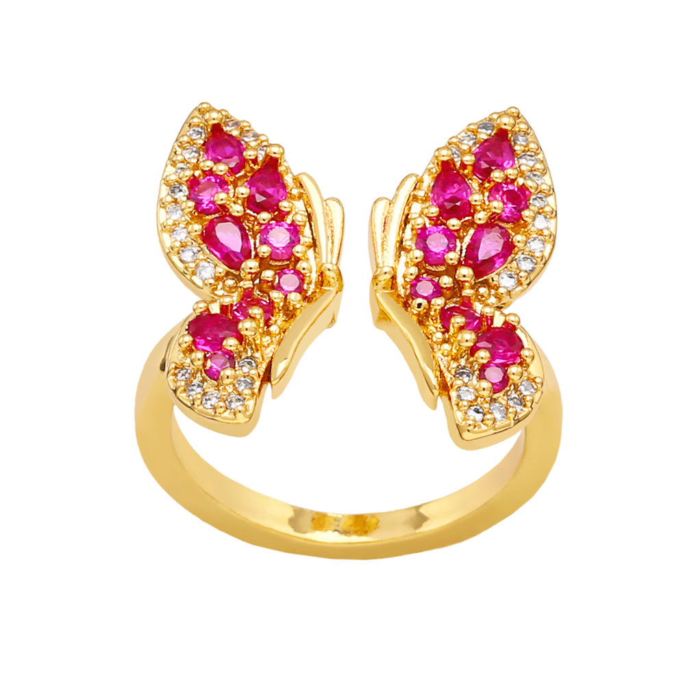 Butterfly Brass Zircon Ring
