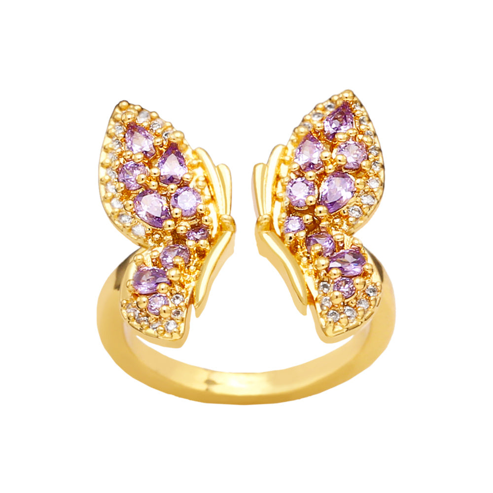 Butterfly Brass Zircon Ring