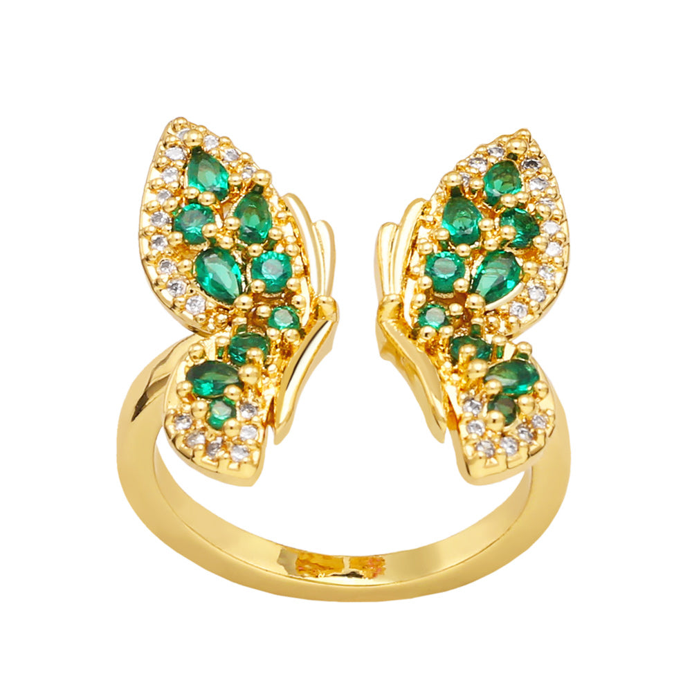 Butterfly Brass Zircon Ring