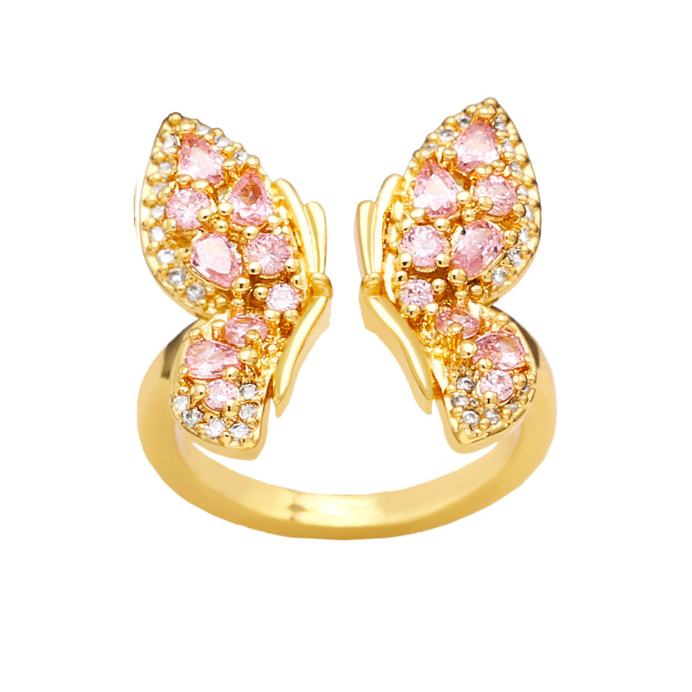 Butterfly Brass Zircon Ring