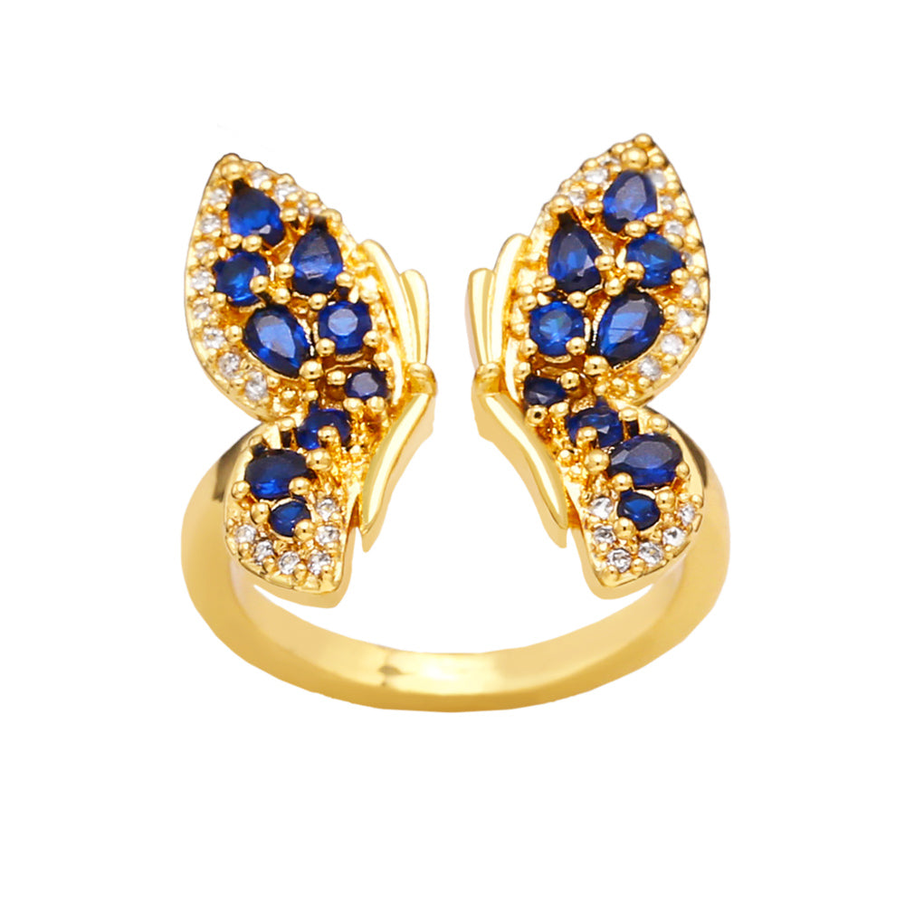 Butterfly Brass Zircon Ring