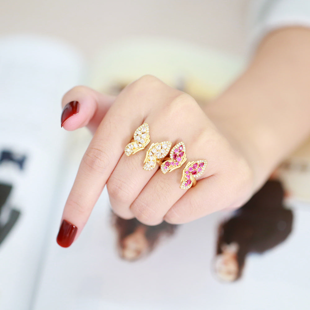 Butterfly Brass Zircon Ring