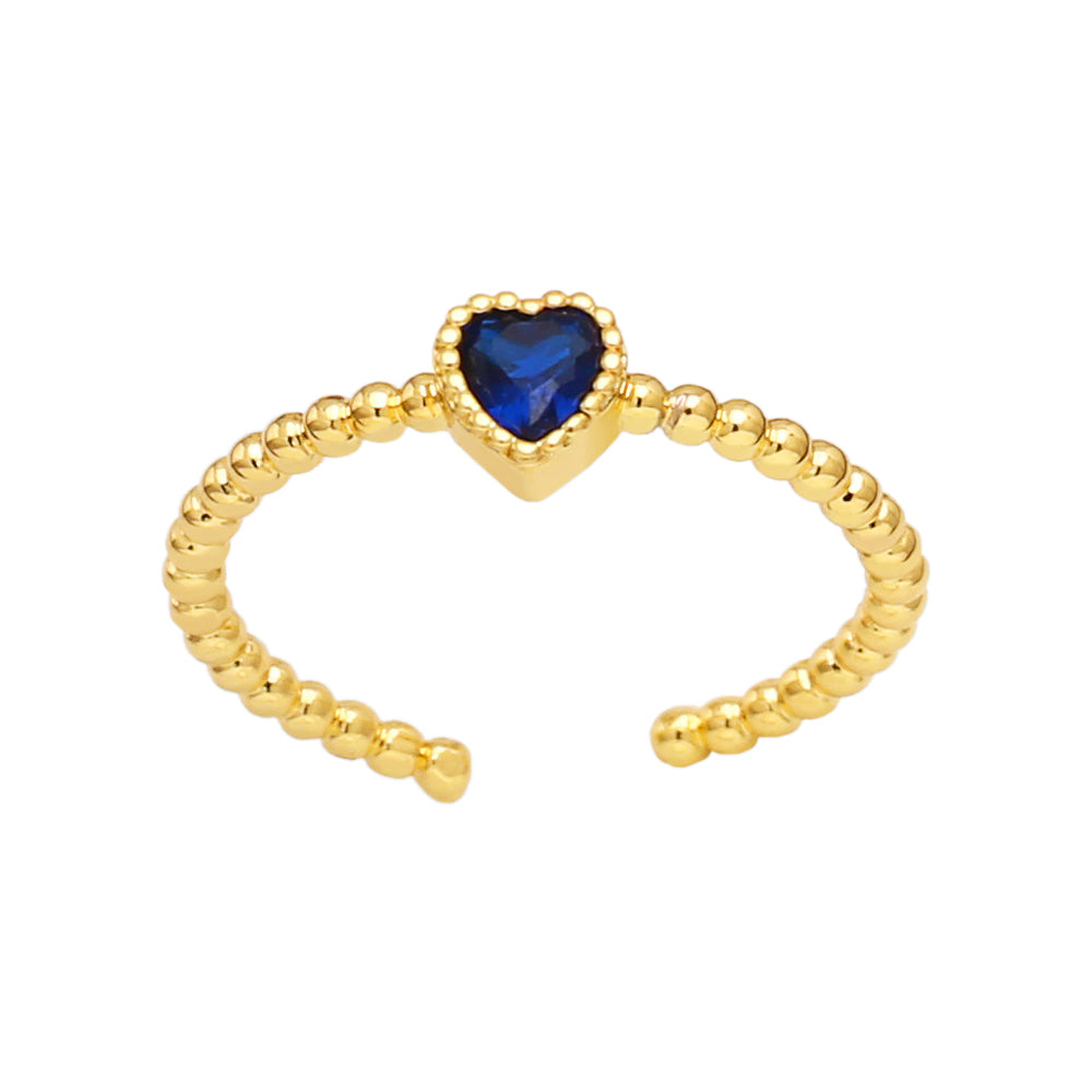 Brass ring with zircon heart