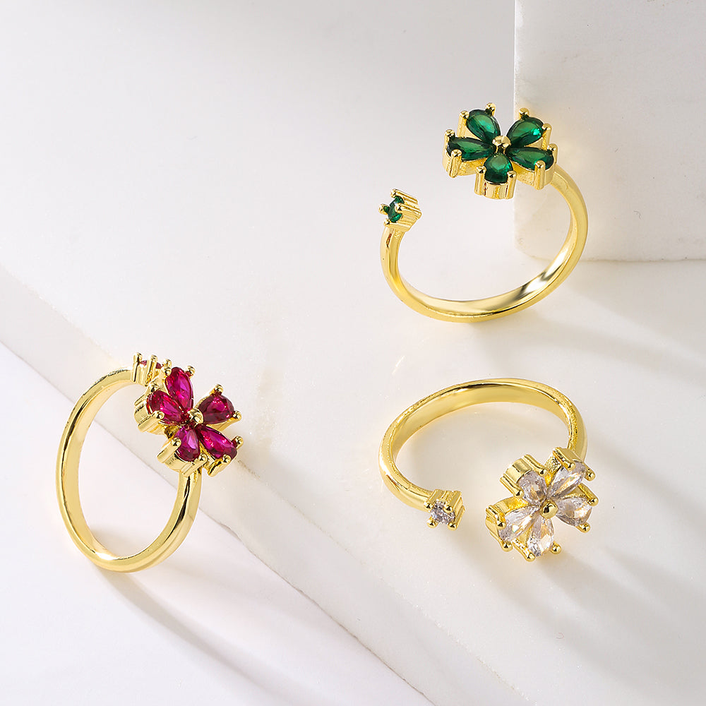Flower zircon ring