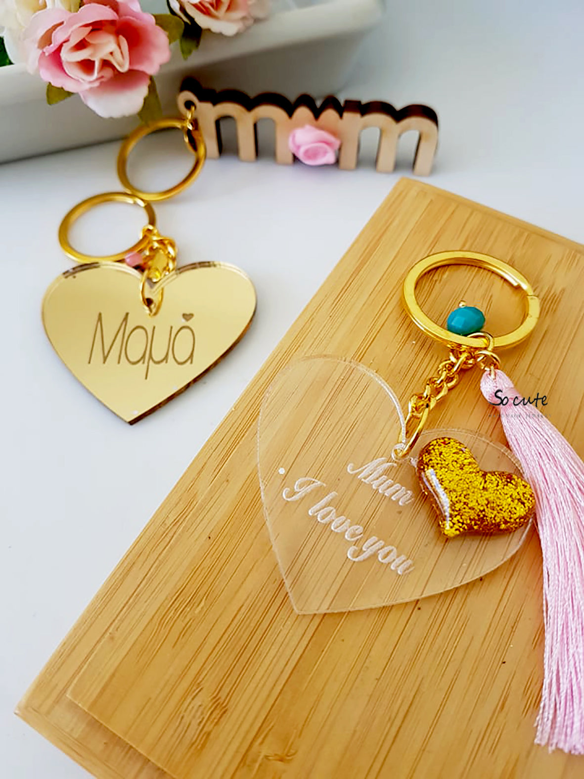Μπρελόκ καρδιά μαμά καθρέφτης - So Cute by Dimi