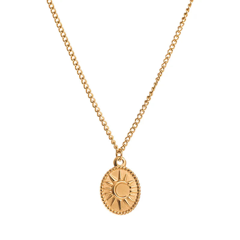 Ethnic steel pendant with the sun and the moon, pack of 1 piece