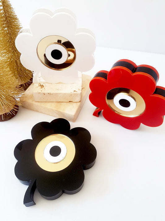 Γούρι χονδρικής plexiglass τετράφυλλο τριφύλλι με μάτι – So Cute by Dimi