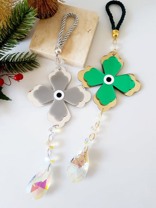 Κρεμαστό γούρι σταυρός με κρύσταλλα