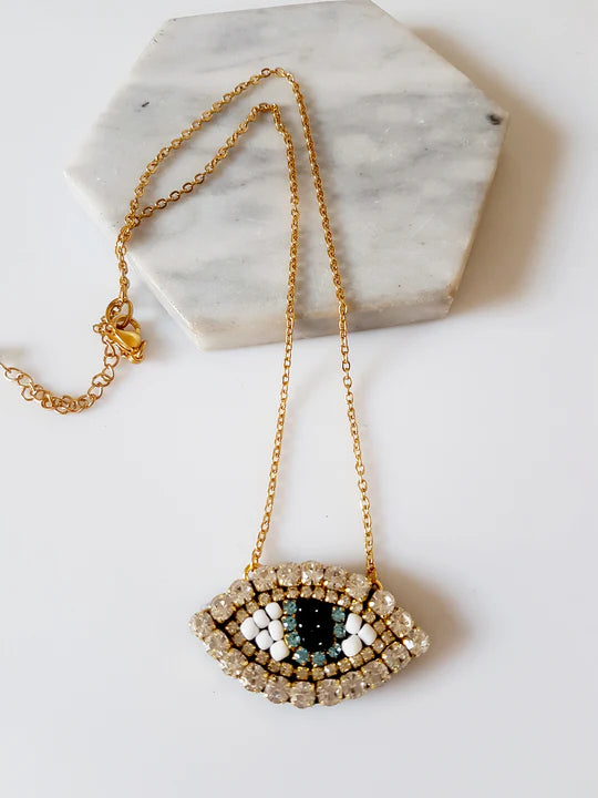 Shiny Eye short steel necklace