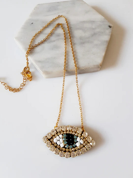 Shiny Eye short steel necklace