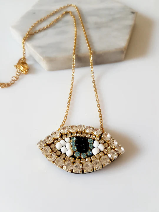 Shiny Eye short steel necklace