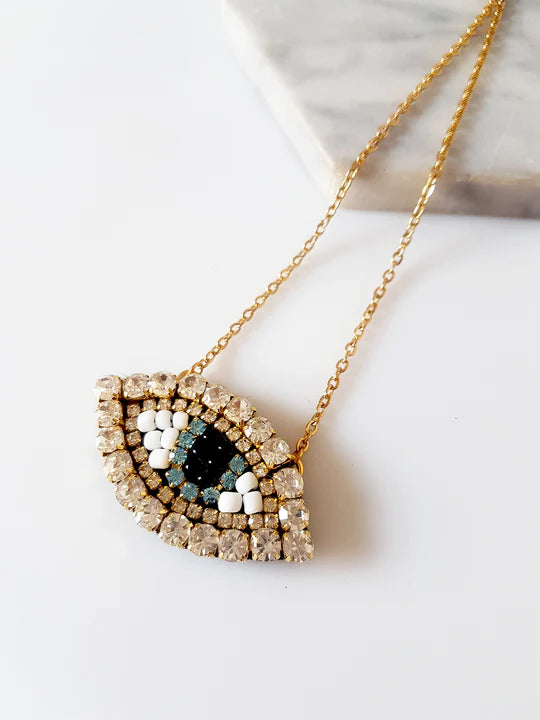 Shiny Eye short steel necklace