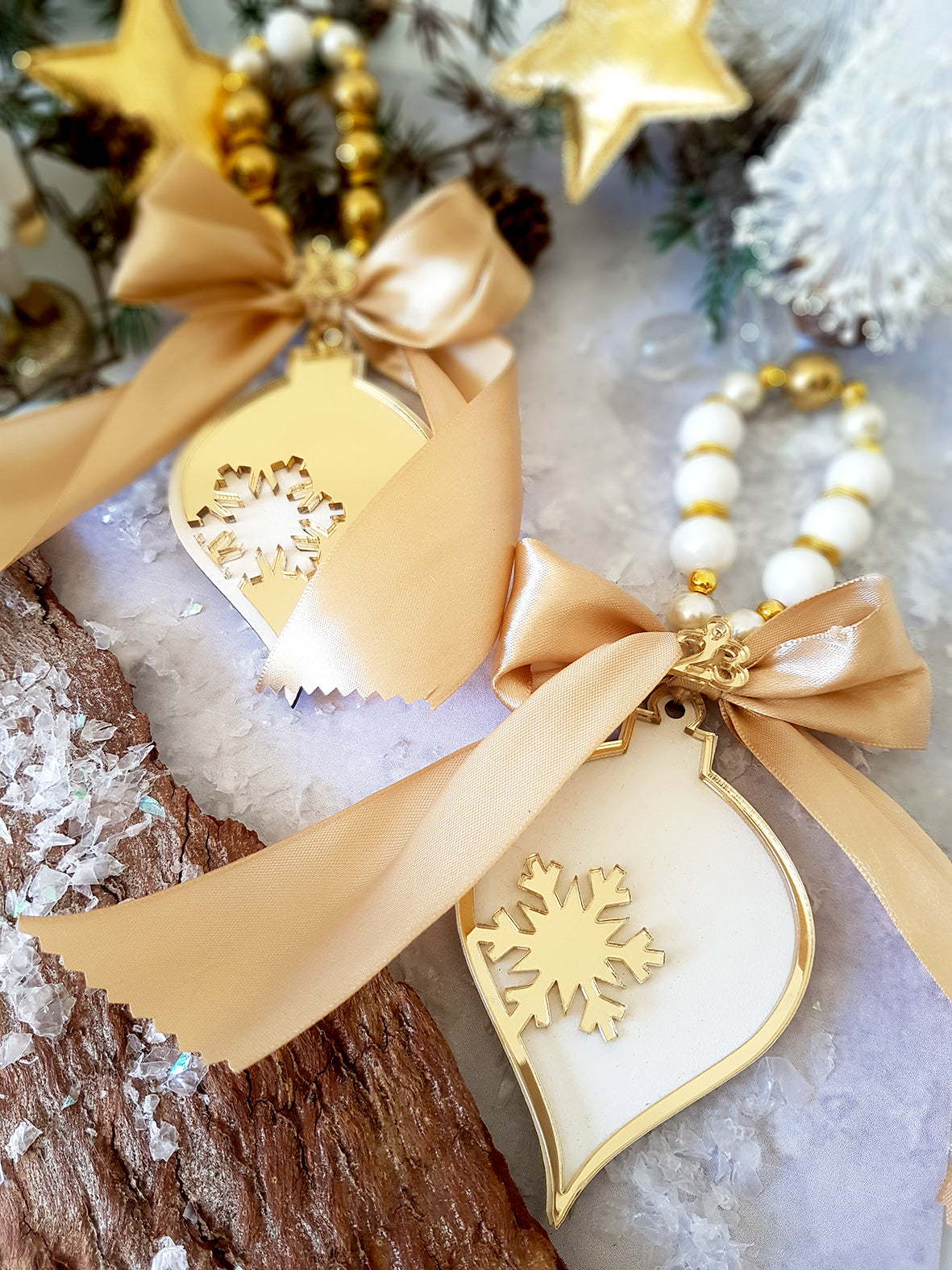 🤍✨ Ξύλινη Μπάλα με Χιονονιφάδα – Χειροποίητο Γούρι 2026