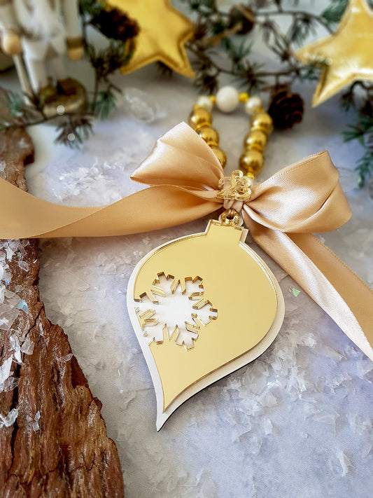 🤍✨ Ξύλινη Μπάλα με Χιονονιφάδα – Χειροποίητο Γούρι 2026