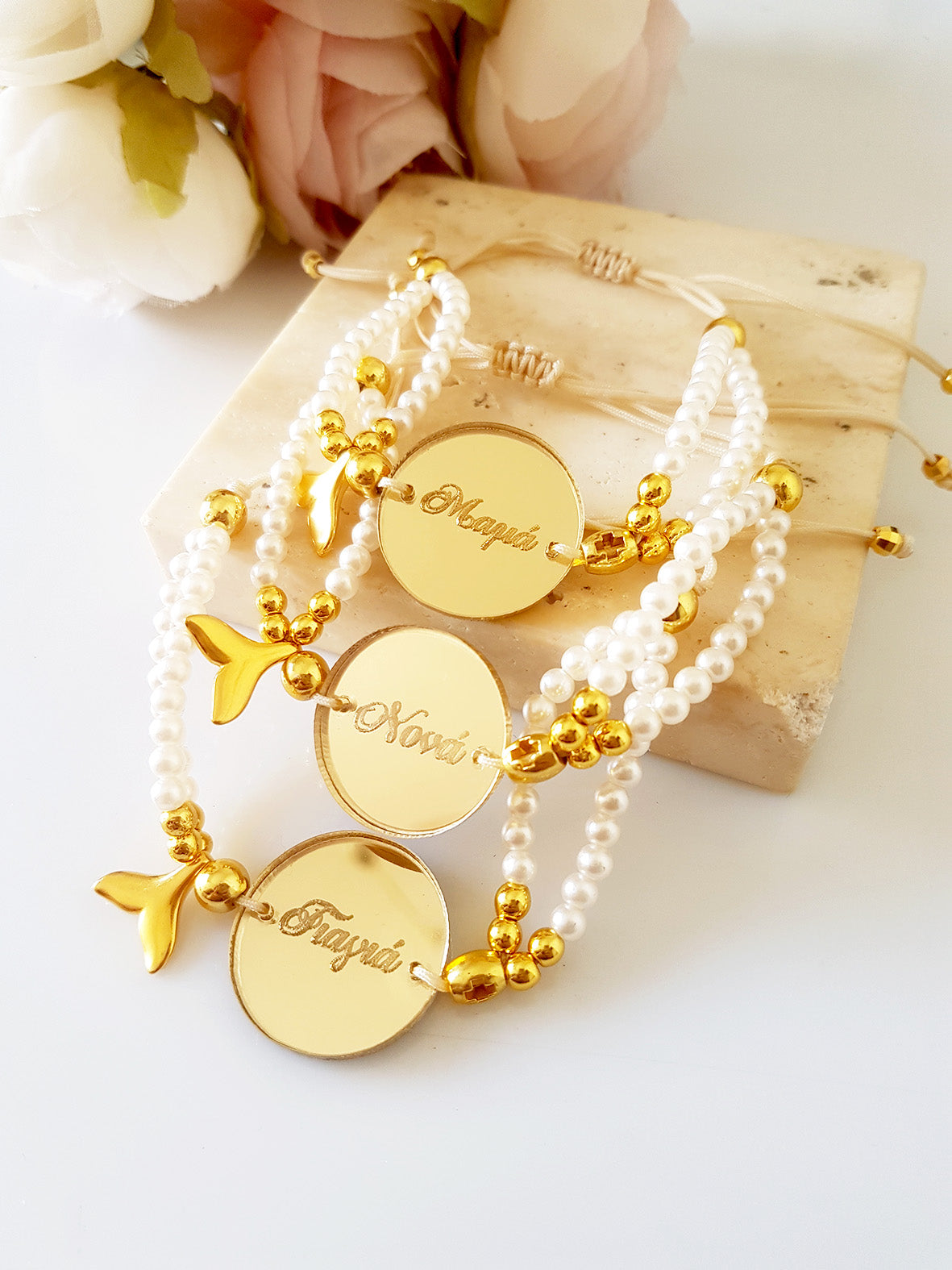 Μαρτυρικό καλοκαιρινό βραχιόλι Μαμά με πέρλες - So Cute by Dimi