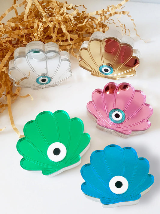 Shell shaped, small size, table charm with evil eye - SoCuteb2b