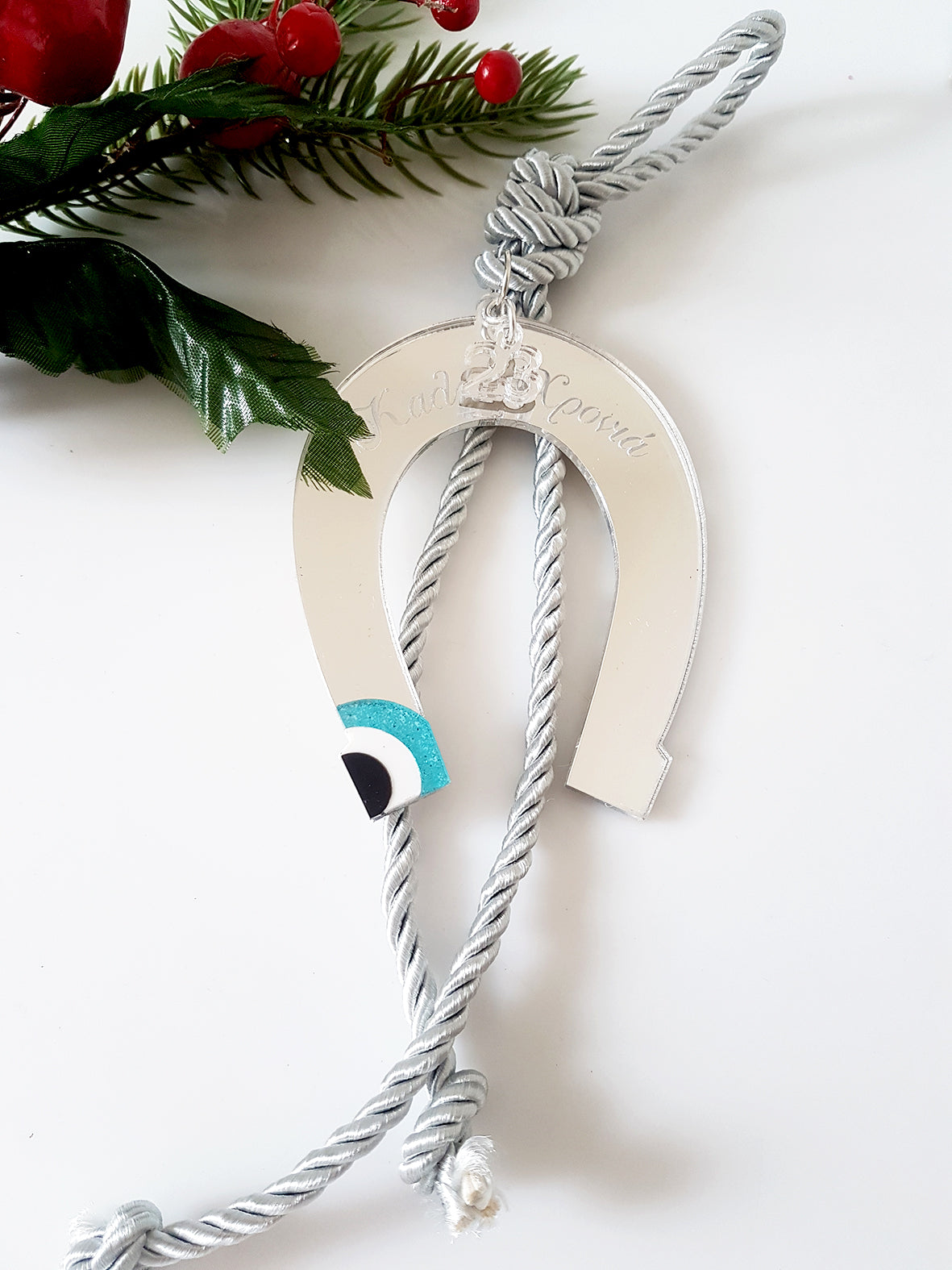 Horseshoe pendant charm with evil eye - SoCuteb2b