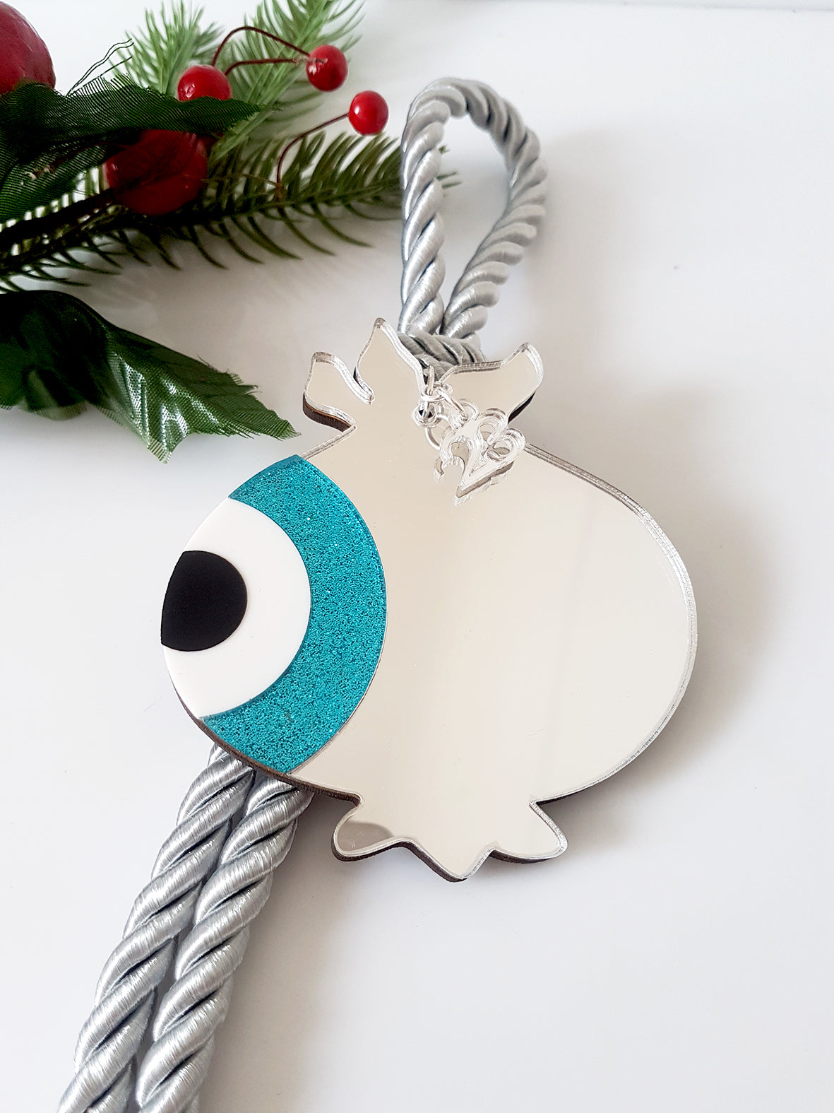 Pomegranate pendant charm with evil eye - SoCuteb2b